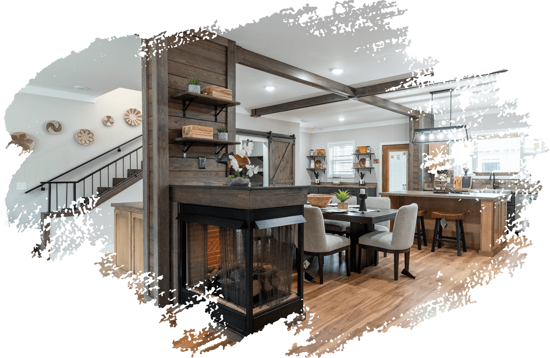 Interior photo of a barndominium home